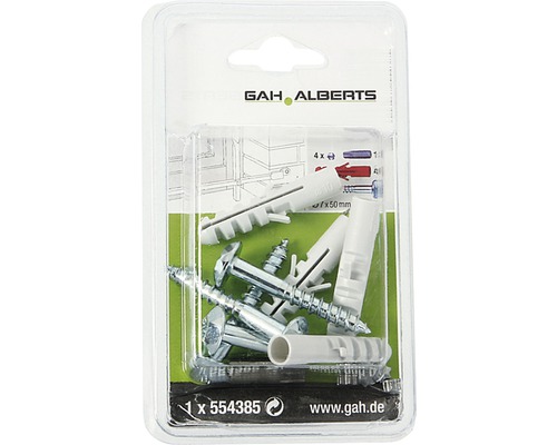 Vis de sécurité avec embout 7x50 mm galvanisée 4 unités Vis à plaques de plâtre avec cheville en blister