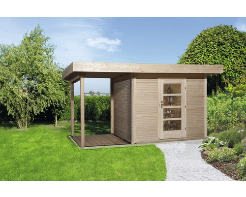 Abri de jardin weka Finline Profil Taille 3 avec plancher et toit en appentis 489 x 377 cm naturel