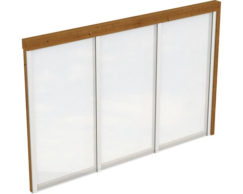 Paroi latérale SKAN HOLZ für Toiture pour terrasses 305x200 cm bois noyer Toit de terrasse avec cadre en bois et panneaux translucides