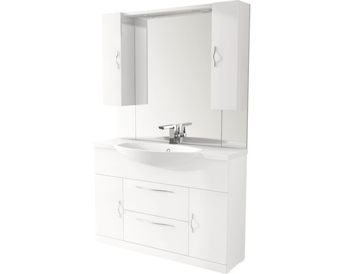 Ensemble de meubles de salle de bains Baden Haus Bahia LxHxP 120x190x50 cm blanc Meuble sous-lavabo blanc avec miroir et armoires suspendues pour la salle de bain