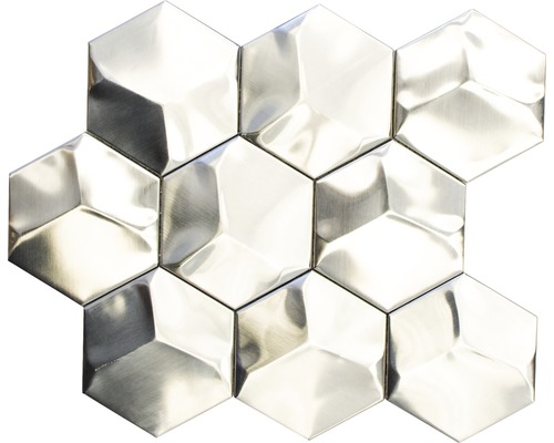 Mosaïque en céramique HXM 20SD ARGENT, 26.2x23 cm Carreau de mosaïque métallique hexagonal