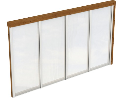 Paroi latérale SKAN HOLZ für Toiture pour terrasses 355x200 cm bois noyer Élément mural en bois et plastique transparent pour l''extérieur