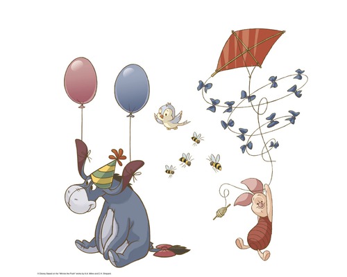 Sticker pour fenêtre Disney Edition 4 Disney Winnie the pooh 31 x 31 cm Orange Sticker mural Winnie l''ourson avec Bourriquet, Porcinet, ballons et cerfs-volants