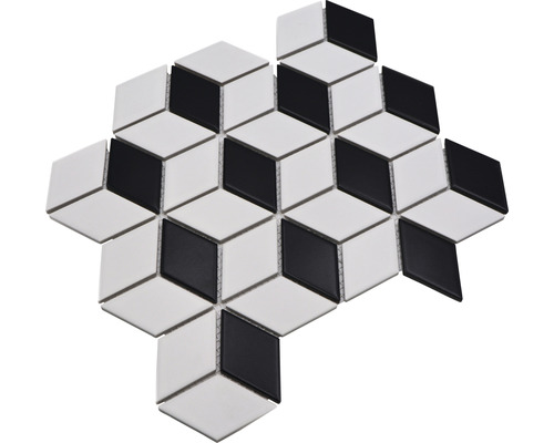 Carreaux de mosaïque en noir et blanc avec motif de cube