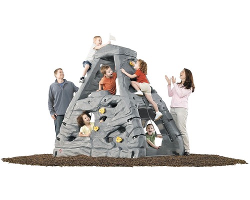 Structure d''escalade avec plusieurs enfants et deux adultes