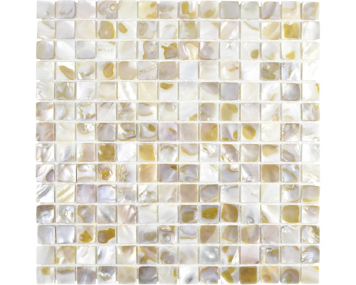 Mosaïque de coquillages SM 203, BEIGE-CLAIR, 30.5x30.5 cm Carreau de mosaïque carré en nacre