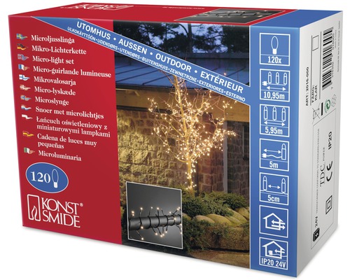 Emballage d'une guirlande micro-lumière pour l'extérieur avec 120 lampes de la marque Konstsmide