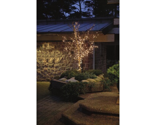 Arbre décoratif avec lumières dans l'espace extérieur d'une maison