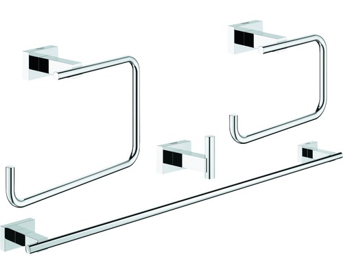 Ensemble pour salle de bains Grohe Essentials Cube Master 4 parties 40778001 Set d''accessoires de salle de bains avec porte-serviettes et crochets