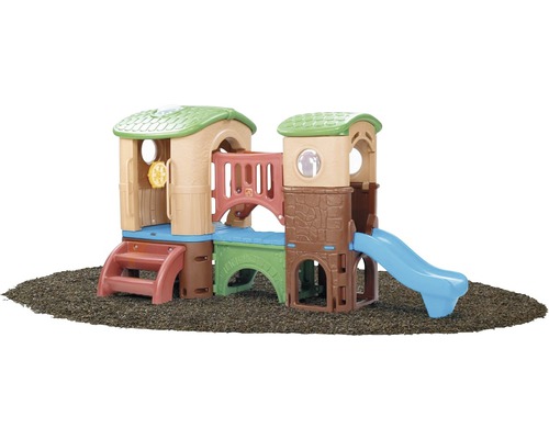 Aire de jeux avec toboggan et deux tours de jeux pour l''extérieur