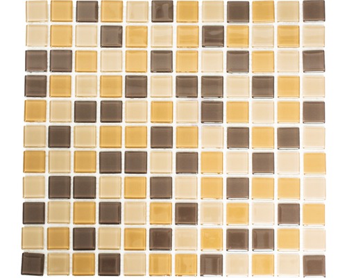 Mosaïque de verre CM 4555 mix brun 30,5 x 32,5 cm Mosaïque avec carreaux de verre carrés de différentes nuances