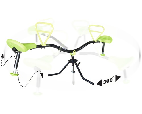 Bascule tournante avec sièges et poignées, pivotant à 360 degrés