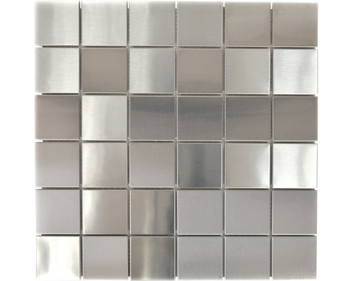 Mosaïque en acier inoxydable XCE 48D ARGENT, 29.8x29.8 cm Carreau de mosaïque carré en métal