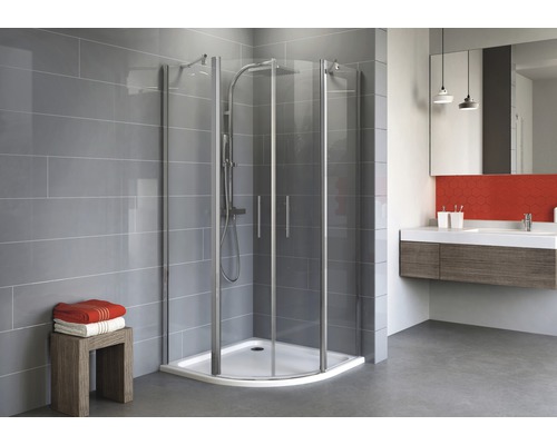 Douche ronde Schulte Alexa Style 2.0 800x800x1920 mm R550 verre véritable transparent clair aspect chrome