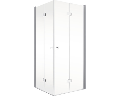 Douche d''angle avec portes en verre