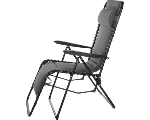 Chaise longue relax Garden Place Selma 84 x 65 x 118 cm tissu textile avec oreiller anthracite