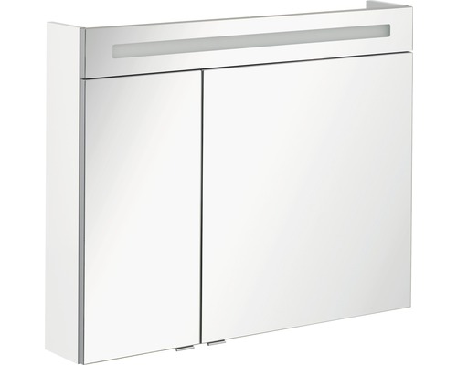 Armoire de toilette LED Fackelmann B.clever lxhxp 90 x 70.6 x 15.8 cm blanc Armoire de toilette avec deux portes et éclairage