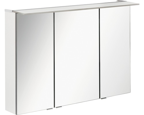 Armoire de toilette FACKELMANN B.perfekt LED lxhxp 100x69x15 cm blanc mat Armoire de toilette à trois portes avec tablette
