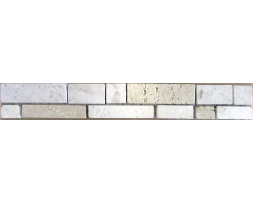 Frise en pierre naturelle Umbria crema 3,9x30,0 cm Mosaïque en pierre naturelle