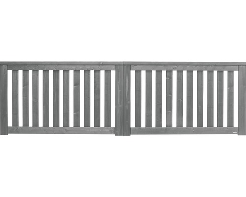 Portail double Konsta Girona sans fraisage pour serrure 300 x 90 cm gris clair Deux clôtures en bois grises