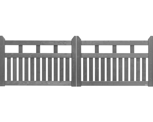 Portail double Konsta Elda sans fraisage pour serrure 300 x 100 cm gris clair Portail double en bois pour le jardin