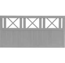 Graues Holzzauntor mit Kreuzdesign