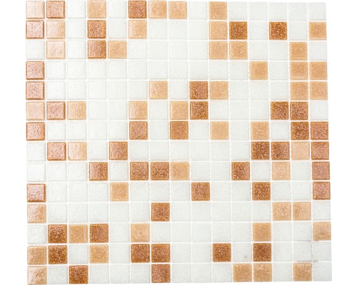 Mosaïque en verre A 155 mélange blanc/marron 30.5x32.7 cm Mosaïque avec éléments carrés