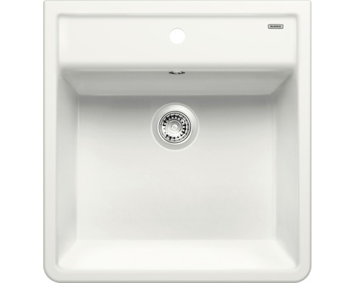 Évier Blanco PANOR 60 lxp 598x630 mm céramique blanc cristal brillant 514486 Évier en pierre avec filtre d''évacuation