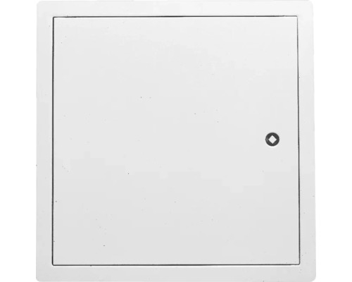 Porte de révision Softline tôle d'acier zinguée blanc RAL 9016 avec fermeture à clé carrée verrouillable encastrée et cadre en 4 parties 50 x 50 cm