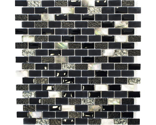 Mosaïque de verre XCM B03S, MIX NOIR, 30x28.5 cm