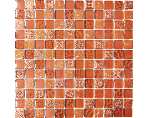 Mosaïque de verre XCM CB 30, MIX ROUGE, 30x30 cm Mosaïque avec différentes surfaces