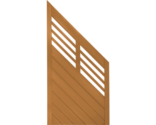 Élément de finition Konsta Style 90 x 180/90 cm à droite, aspect cerisier Clôture de confidentialité en bois avec lamelles