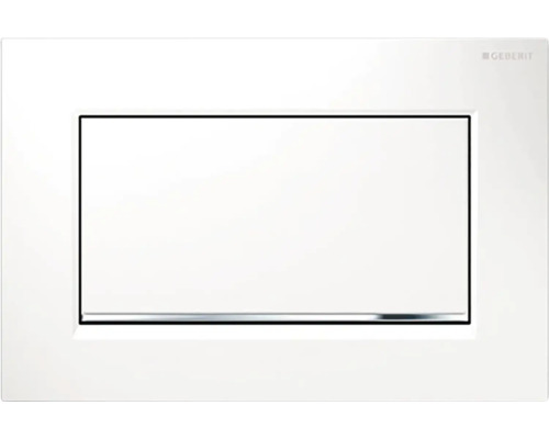 Plaque de commande GEBERIT Sigma 30 plaque blanc brillant / bouton blanc brillant / bandes décoratives chrome 115.893.KJ.1