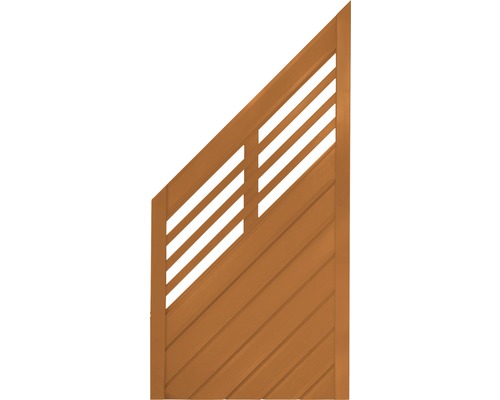 Élément de finition Konsta Style 90 x 180/90 cm à gauche, aspect cerisier Panneau de clôture en bois avec des lattes horizontales pour le jardin