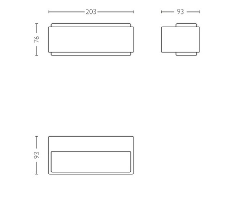 Technische Zeichnung einer Wandleuchte mit Maßangaben