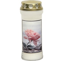 Grabkerze mit Rosenmotiv