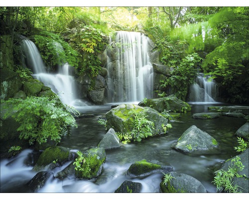 Tableau sur toile Forest & Waterfall I 57x77 cm