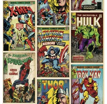 Collage aus Marvel Comic Covern mit X-Men, Thor, Hulk, Spider-Man, Captain America und Iron Man