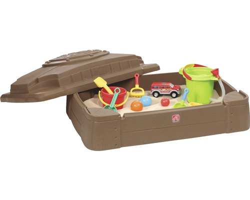 Bac à sable avec couvercle et jouets