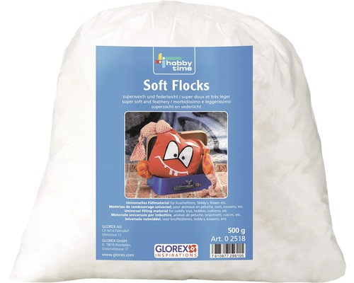 Füllstoff Watteflocken Soft Flocks 500 g weiss Packung mit weichen Flocken Füllmaterial für Kissen und Stofftiere