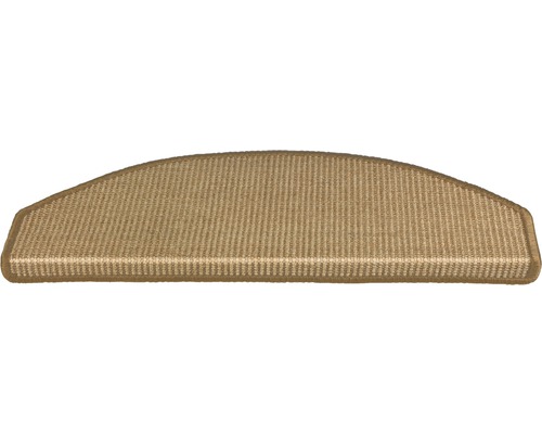 Tapis d'escalier Manaus semi-circulaire naturel 23,5x65x4,5 cm Marche d''escalier en textile