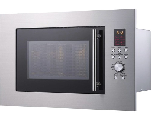 Micro-ondes encastrable avec affichage numérique et panneau de commande.