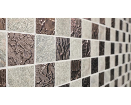 Carreau mural avec motif mosaïque en grès cérame et verre