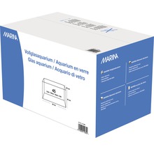 Verpackung eines Marina Vollglas-Aquariums mit 45 Litern Fassungsvermögen