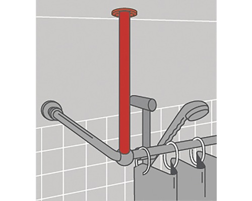 Duschvorhangstange mit Deckenstütze für das Badezimmer