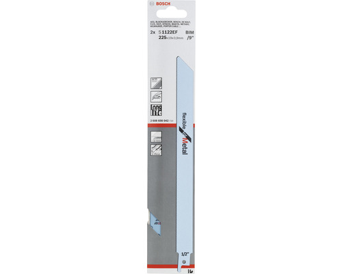 Jeu de lames de scie sabre Bosch S 1122 EF, 225 mm, pour métal
