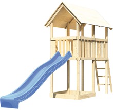 Tour de jeu en bois avec toboggan et échelle