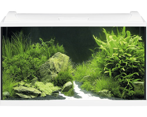 Aquarium EHEIM aquaproLED 126 avec éclairage à LED, filtre, chauffage, thermomètre, filet sans meuble bas blanc