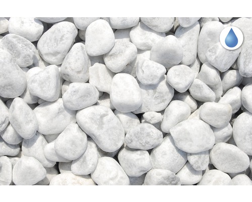 Galets décoratifs blancs avec symbole de perméabilité à l''eau