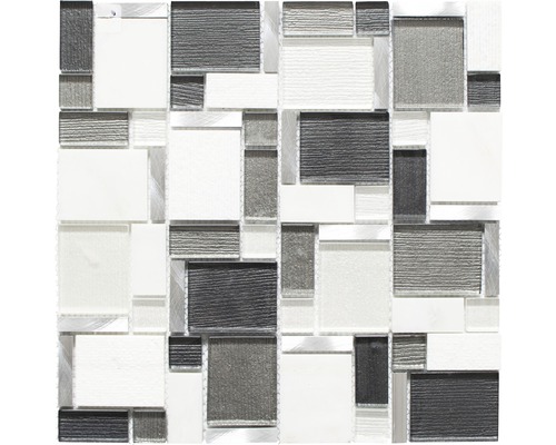 Mosaïque de verre XCM FK02, MIX MULTICOLORE, 30x30 cm Mosaïque avec des éléments en verre et métal de différentes tailles